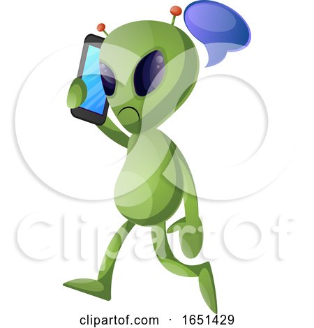 Green Extraterrestrial Alien Talking on a Cell Phone by Morphart Creations