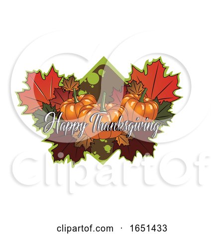 Happy Thanksgiving Greeting over Pumpkins and Leaves by Morphart Creations
