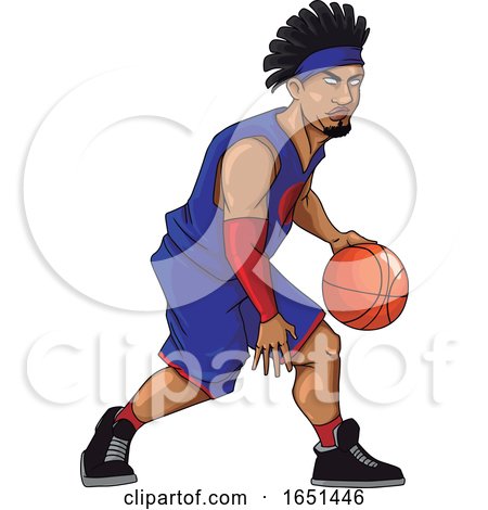 Basketball Player in Purple Jersey Dribbling by Morphart Creations