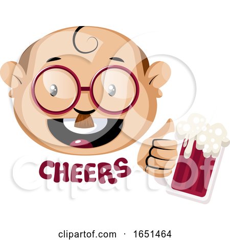 Nerdy Man Holding a Beer and Saying Cheers by Morphart Creations
