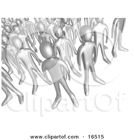 Crowd Of Silver People Standing Together, Symbolizing Teamwork And Unity Clipart Illustration Graphic by 3poD