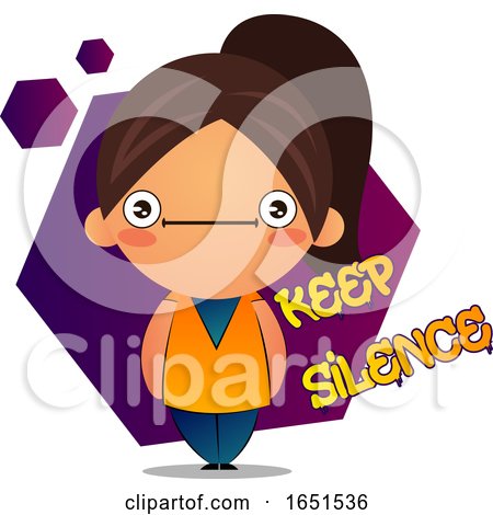 Brunette Girl with Keep Silence Text by Morphart Creations