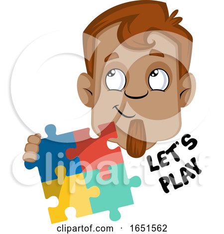 Man with Lets Play Text and a Puzzle by Morphart Creations