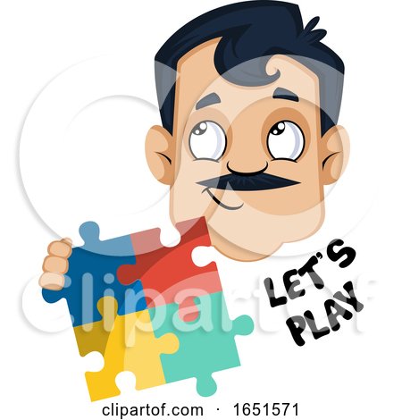 Man with a Mustache Saying Lets Play by Morphart Creations