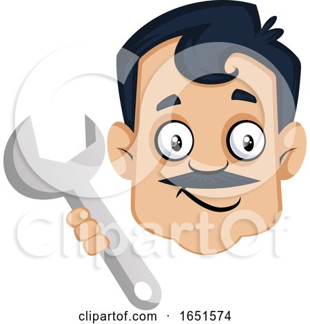 Man with a Mustache Holding a Wrench by Morphart Creations