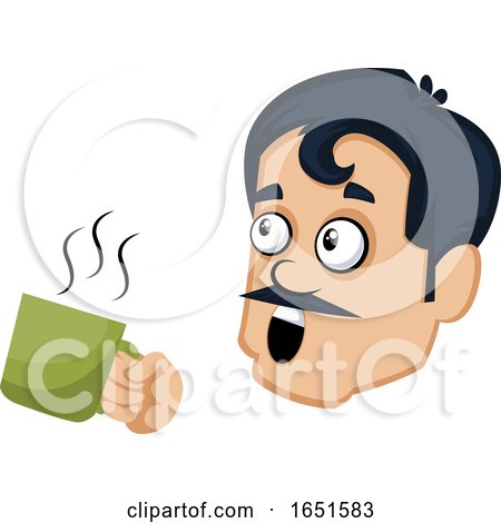 Man with a Mustache Holding Coffee by Morphart Creations