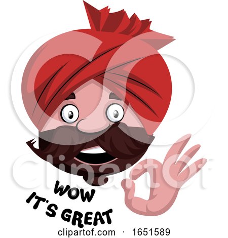 Man Wearing a Turban Saying Wow Its Great by Morphart Creations