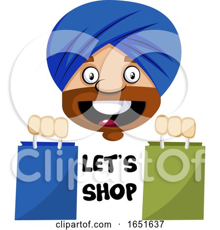 Muslim Guy with Lets Shop Text and Bags by Morphart Creations