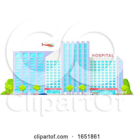 Helicopter over a Hospital Building by Vector Tradition SM