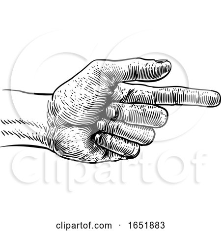 Hand Pointing Direction Finger Engraving Woodcut by AtStockIllustration