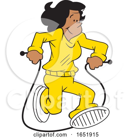 Cartoon Black Woman Jumping Rope by Johnny Sajem