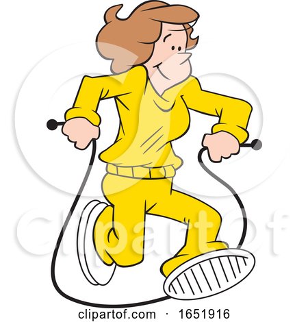 Cartoon White Woman Jumping Rope by Johnny Sajem