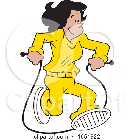 Cartoon Hispanic Woman Jumping Rope by Johnny Sajem
