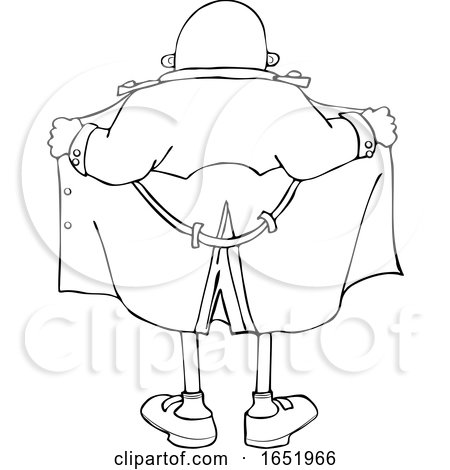 Cartoon Black and White Flasher Man from Behind by djart