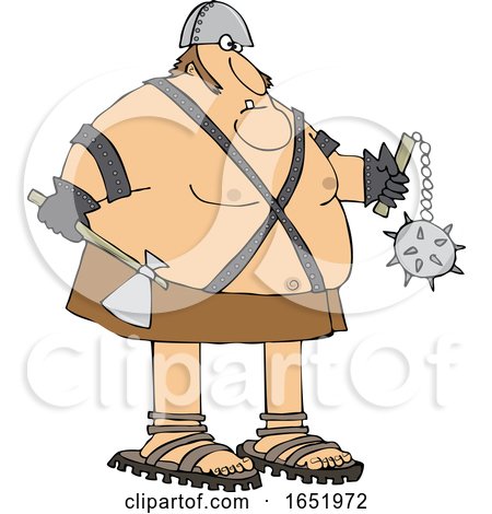 Cartoon Chubby Executioner Holding an Axe and Flail by djart