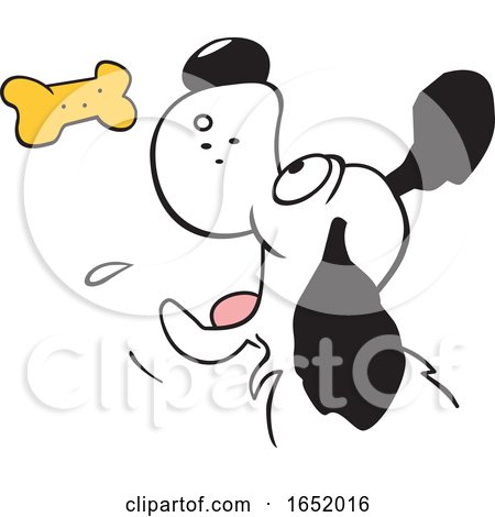 Cartoon Dog Catching a Biscuit by Johnny Sajem