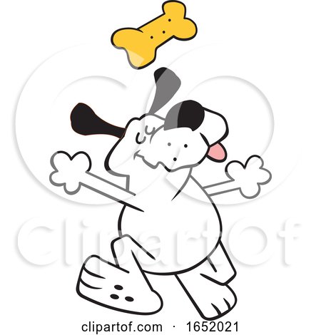 Cartoon Happy Dog Dancing Under a Biscuit by Johnny Sajem