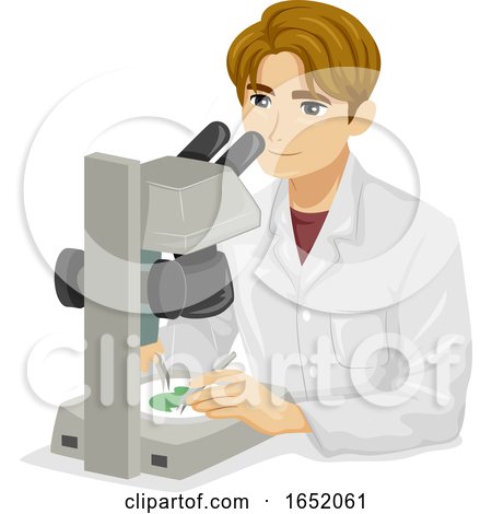 Teen Boy Dissecting Microscope Illustration by BNP Design Studio