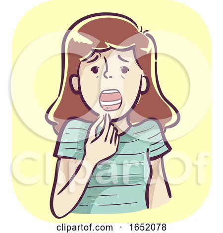 Girl Symptom Showing Mouth Ulcers Illustration by BNP Design Studio
