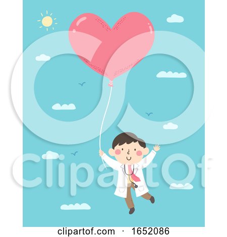 Kid Boy Doctor Heart Balloon Illustration by BNP Design Studio
