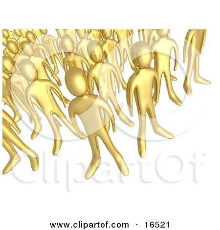 Crowd Of Gold People Standing Together, Symbolizing Teamwork And Unity Clipart Illustration Graphic by 3poD