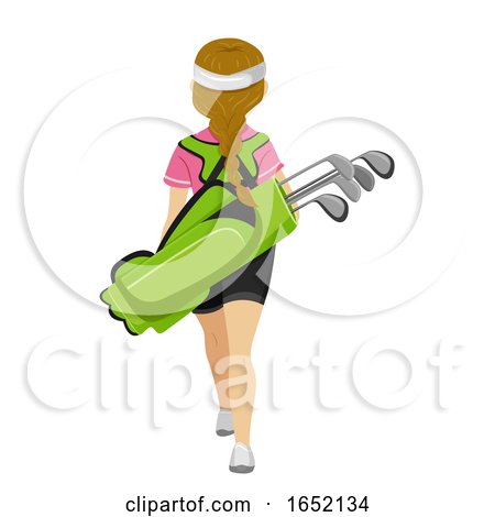 Teen Girl Golf Bag Back View Illustration by BNP Design Studio