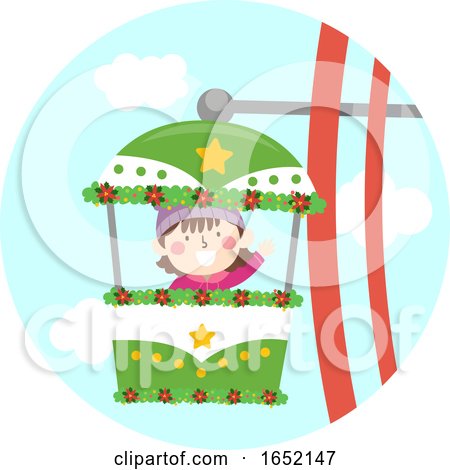 Kid Girl Ride Ferris Wheel Christmas Illustration by BNP Design Studio