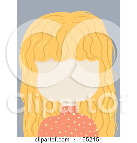 Kid Girl Blank Face Wavy Blonde Hair Illustration by BNP Design Studio