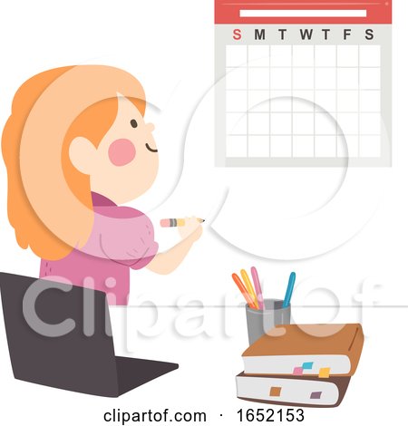 Kid Girl Study Plan Calendar Illustration by BNP Design Studio
