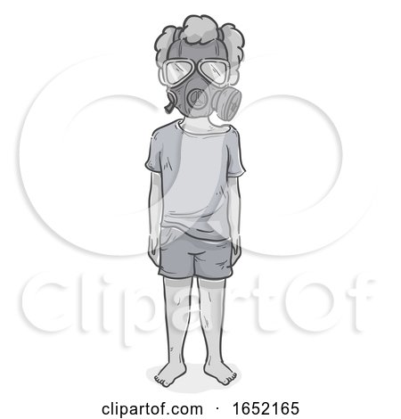 Kid Boy War Victim Gas Mask Illustration by BNP Design Studio