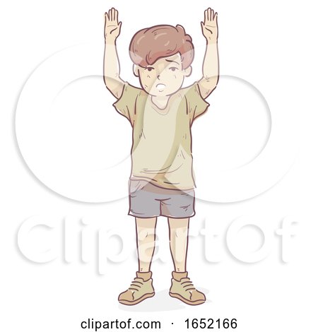 Kid Boy War Victim Hold Hands up Illustration by BNP Design Studio