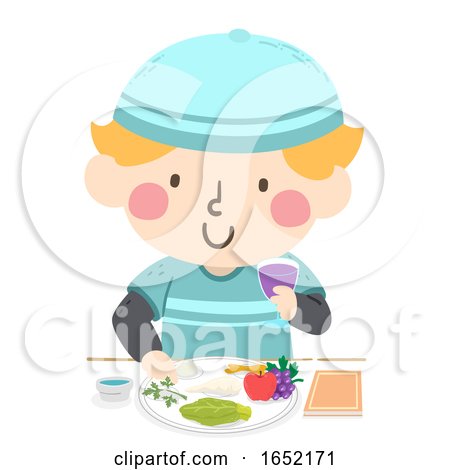 Kid Boy Passover Food Plate Illustration by BNP Design Studio
