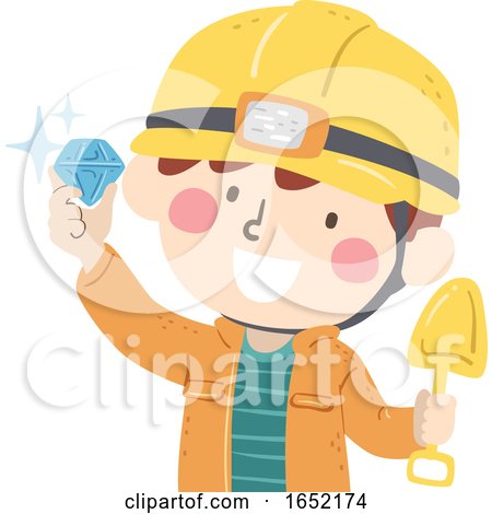Kid Boy Mining Diamond Illustration by BNP Design Studio