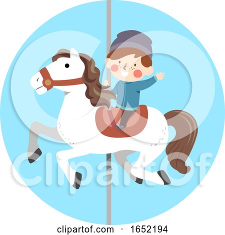 Kid Boy Ride Carousel Illustration by BNP Design Studio