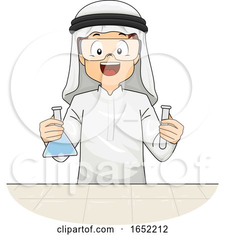 Kid Boy Qatari Lab Experiment Illustration by BNP Design Studio