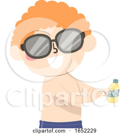Kid Boy Apply Sunscreen Illustration by BNP Design Studio