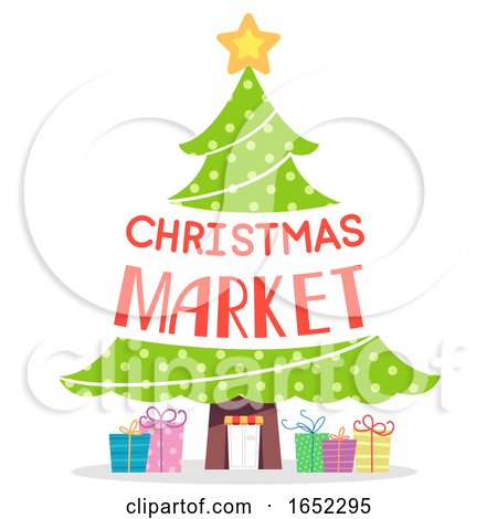 Christmas Tree Market Text Design Illustration by BNP Design Studio