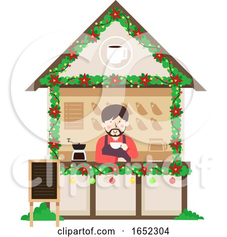 Man Coffee Stall Christmas Market Illustration by BNP Design Studio
