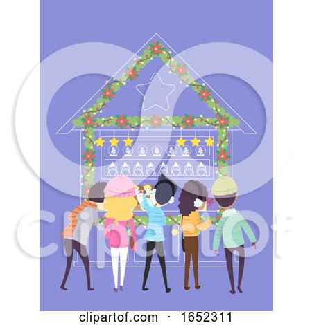 People Christmas Market Back Illustration by BNP Design Studio