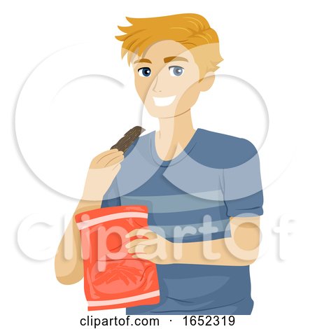 Teen Boy Eat Jerky Food Illustration by BNP Design Studio