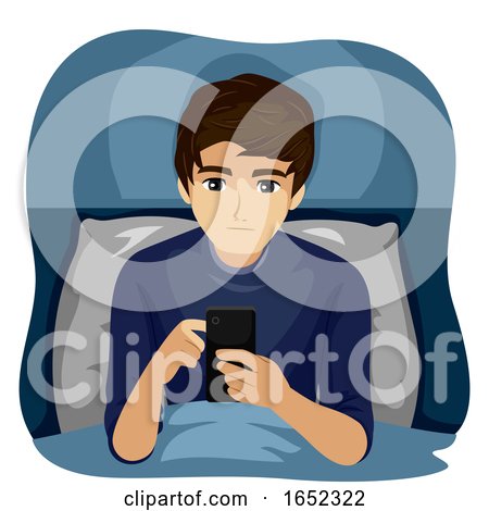 Teen Boy Late Night Use Device Illustration by BNP Design Studio