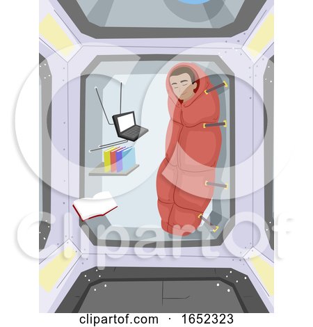 Teen Boy Space Station Sleep Illustration by BNP Design Studio