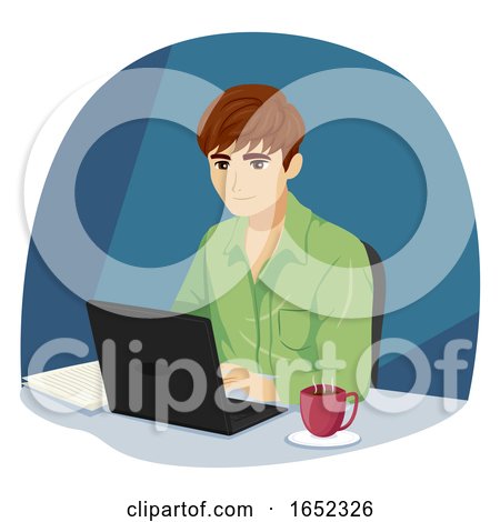 Teen Guy All Nighter Coffee Illustration by BNP Design Studio