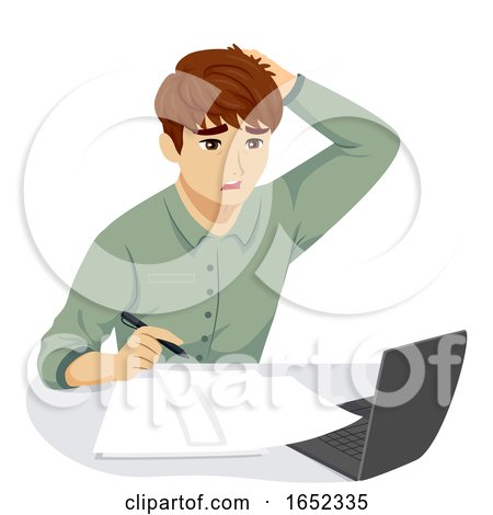 Teen Guy Stressed Tired Work Illustration by BNP Design Studio