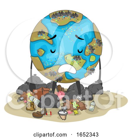 Earth Mascot Garbage Illustration by BNP Design Studio
