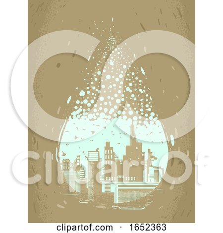 Droplet Water Crisis City Illustration by BNP Design Studio
