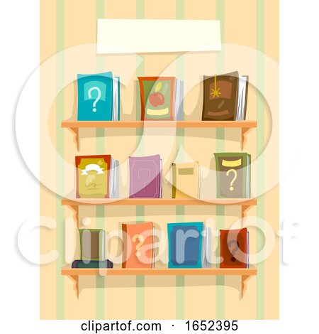 Mystery Books Shelf Blank Banner Illustration by BNP Design Studio