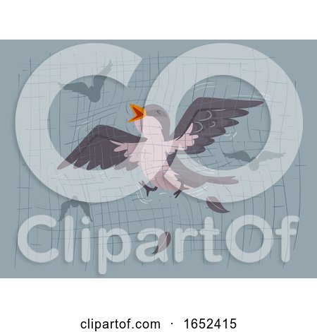 Bird Flying Net Collision Illustration by BNP Design Studio
