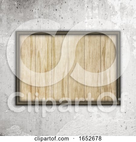3D Wooden Frame with Wood Texture on a Concrete Wall by KJ Pargeter