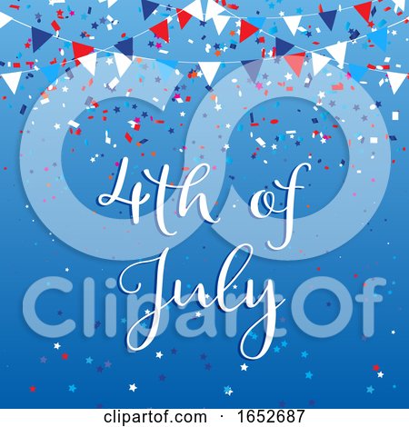 4th July Background with Flags and Confetti by KJ Pargeter